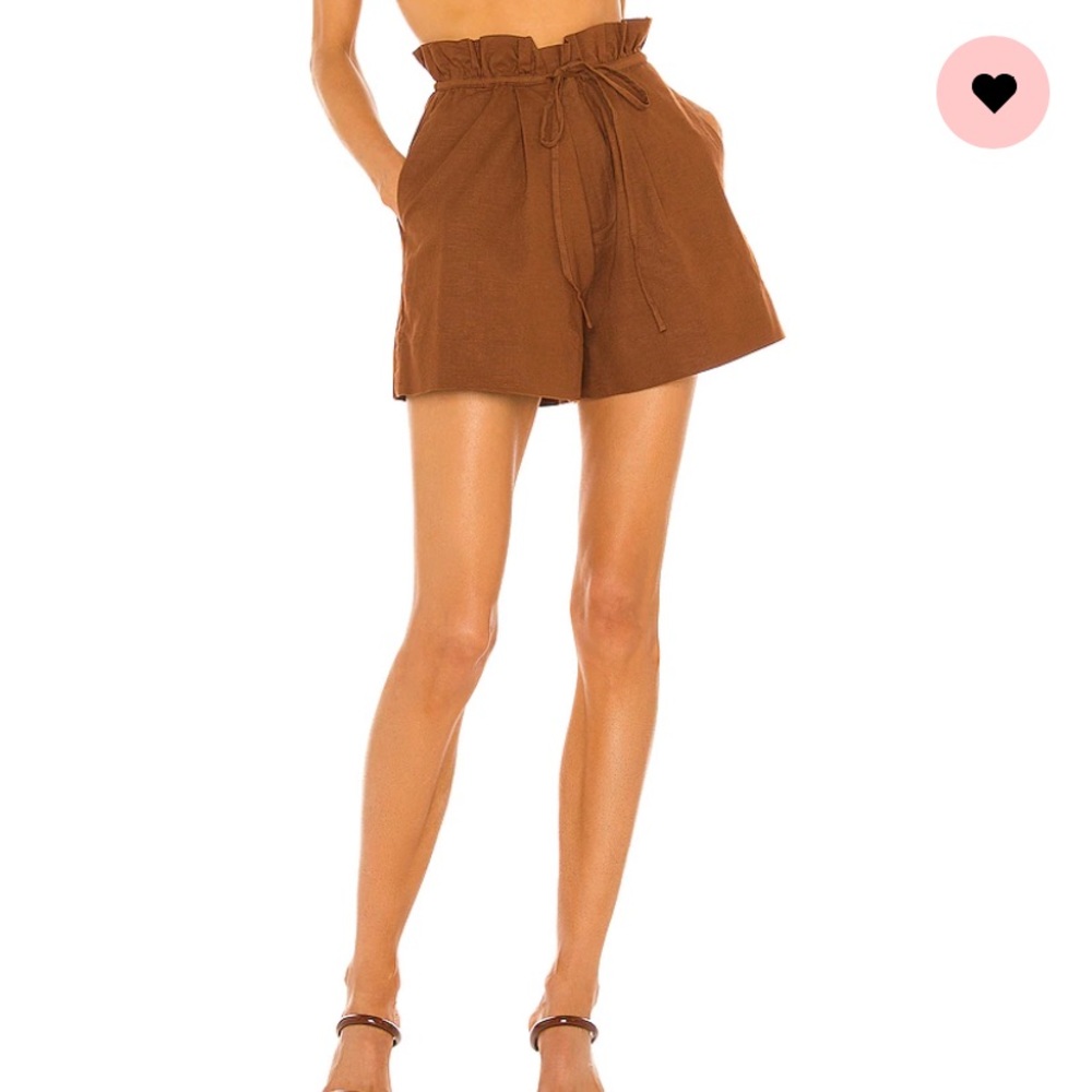 L'Academie High-Waist Paperbag Shorts in Brown